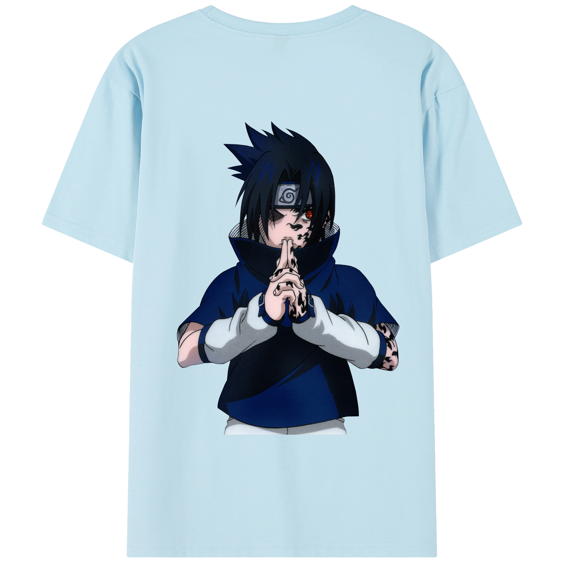 （画像用） NARUTO -ナルト- うちは サスケ Uchiha Sasuke 綿100％半袖Tシャツ（背面プリント）